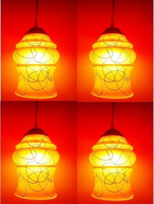 VAGalleryKing Color Full Glass&Steel Hanging Pack Of 4 Pendants Ceiling Lamp(Multicolor)