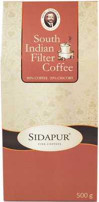 

sidapur South Indian Filter Coffee. 80% Coffee:20% Chicory. For South Indian Filter Coffee. Roast & Ground Coffee-Chicory Blend. Filter Coffee 500 g