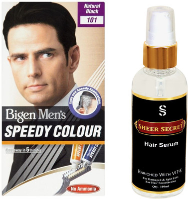 

Bigen SPEEDY HAIR COLOR NATURAL BLACK NO.101 with SHEER SECRET HAIR SERUM(Set of 2)