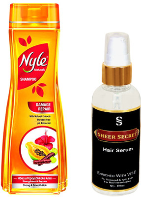 

SHEER SECRET HAIR SERUM 100ML and NYLE DAMAGE REPAIR SHAMPOO 400ML(Set of 2)