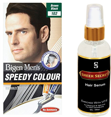 

Bigen SPEEDY HAIR COLOR BROWN BLACK NO.102 with SHEER SECRET HAIR SERUM(Set of 2)