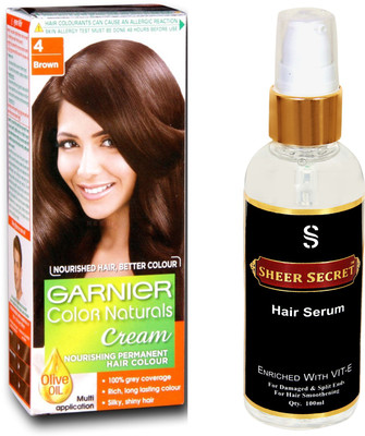 

SHEER SECRET HAIR SERUM 100ML and GARNIER COLOR NATURALS BROWN HAIR COLOUR NO. 4(Set of 2)