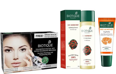 

BIOTIQUE BIO Diamond Facial Kit, Bio Berberry Hydrating Cleanser , LIP CARE(Set of 3)