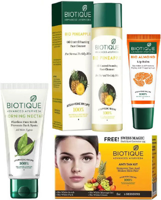 

BIOTIQUE BIO Anti Tan Facial Kit, Bio Morning Nectar Face Scrub, Bio Pineapple Oil Control Face Cleanser For Normal To Oil Skin(Set of 4)