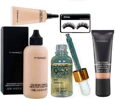 

Ellie Eyelashes,Lakme 9to5 Face Serum,Mac Pro Long Wear Nourishing Foundation,Mac Face and Body Foundation,Select Cover up Concealer(Set of 5)