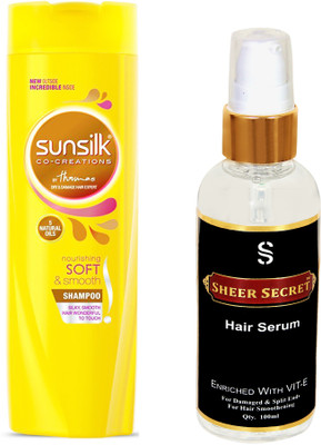 

SHEER SECRET HAIR SERUM 100ML and SUNSILK NOURISHING SOFT AND SMOOTH SHAMPOO 180ML(Set of 2)