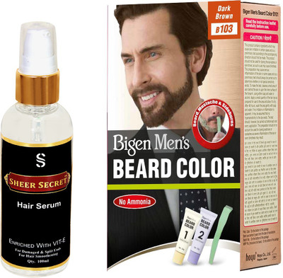 

SHEER SECRET HAIR SERUM 100ML and BIGEN BEARD COLOR DARK BROWN NO.103(Set of 2)