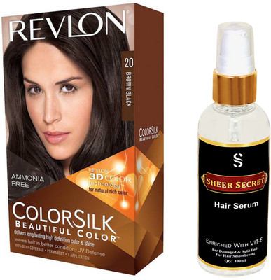 

SHEER SECRET HAIR SERUM 100ML and REVLON BROWN BLACK HAIR COLOUR NO. 20(Set of 2)