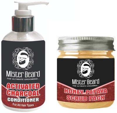 MISTER BEARD Charcoal Conditioner 200ml WITH Charcoal Peel of Mask 100gm(Set of 2)