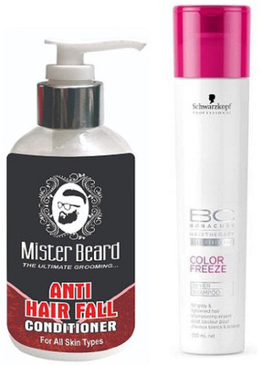 

MISTER BEARD ANTI HAIR FALL CONDITIONER WITH SCHWARZKOPF COLOUR FREEZE SHAMPOO(Set of 2)