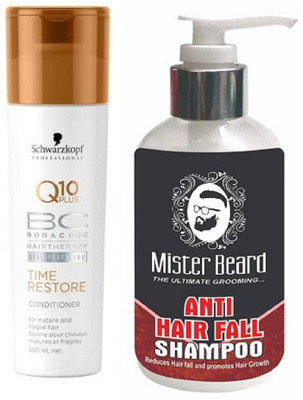 

MISTER BEARD ANTI HAIR FALL SHAMPOO WITH SCHWARZKOPF Q10 CONDITIONER(Set of 2)
