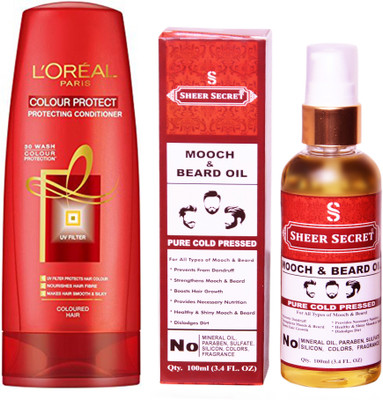 

SHEER SECRET MOOCH OIL 100 ML (PURE COLDPRESSED) and LOREAL CONDITIONER COLOUR PROTECT 175ML(Set of 2)