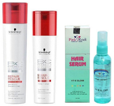 

Pink Root HAIR SERUM WITH SCHWARZKOPF REAPIR RESCUE CONDTIONER, SHAMPOO(Set of 3)
