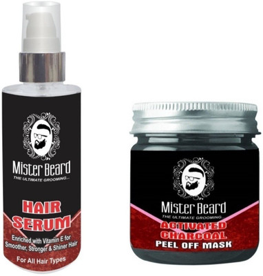 

MISTER BEARD Hair Serum 100ml WITH Charcoal Peel of Mask 100gm(Set of 2)