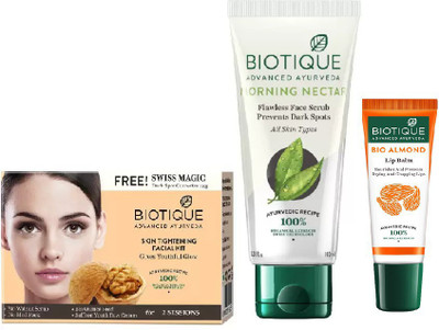 

BIOTIQUE BIO Skin Tightening Facial Kit, Bio Morning Nectar Face Scrub , LIP CARE(Set of 3)