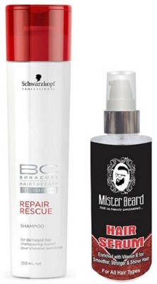 

MISTER BEARD HAIR SERUM 100ML WITH SCHWARZKOPF REPAIR RESCUE SHAMPOO(Set of 2)