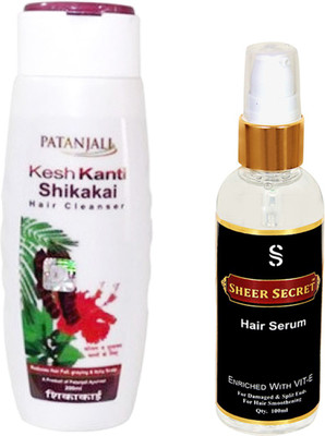 

SHEER SECRET HAIR SERUM 100ML and PATANJALI KESH KANTI SHIKAKAI SHAMPOO 200ML(Set of 2)