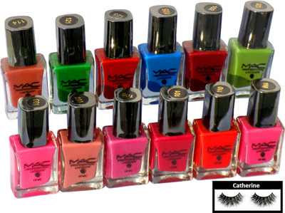 

catherine eyelashes, Mac Nail paint Pack of 12(Set of 13)