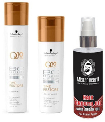 

MISTER BEARD ARGAN GROWTH OIL WITH SCHWARZKOPF Q10 CONDITIONER, SHAMPOO(Set of 3)