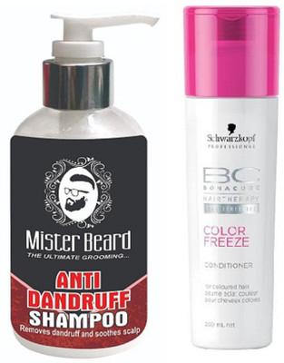 

MISTER BEARD ANTI DANDRUFF SHAMPOO WITH SCHWARZKOPF COLOUR FREEZE CONDITIONER(Set of 2)