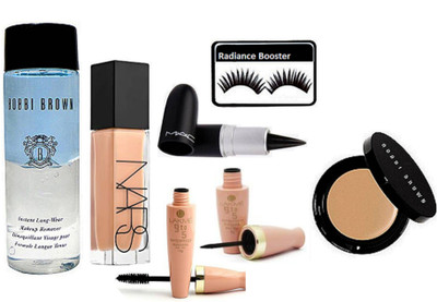 

radiance booster Eyelashes & Nars All Day Luminous Weightless Foundation & Stick Kajal & Lakme 9 to 5 Eyeliner+Mascara & Bobbi Brown Corrector Concealer & Makeup Remover(Set of 7)