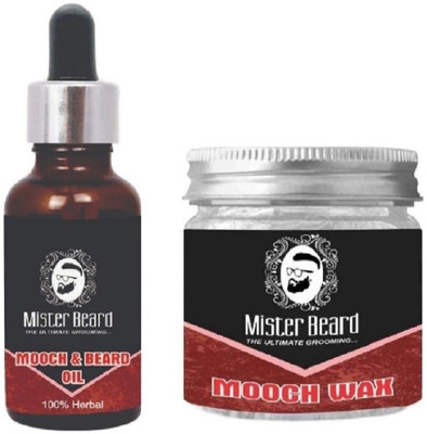 

MISTER BEARD Mooch & Beard Oil 35ml WITH Mooch Wax 100gm(Set of 2)