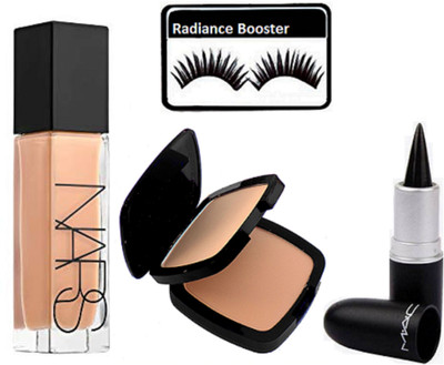 

radiance booster Eyelashes & Nars All Day Luminous Weightless Foundation & Two Way Compact & Stick Kajal(Set of 4)