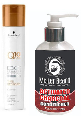 

MISTER BEARD CHARCOAL CONDITIONER WITH SCHWARZKOPF Q10 SHAMPOO(Set of 2)