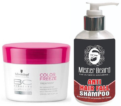 

MISTER BEARD ANTI HAIR FALL SHAMPOO WITH SCHWARZKOPF COLOUR FREEZE MASK(Set of 2)