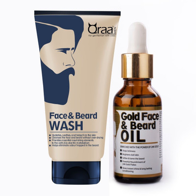 

Qraa MEN FACE AND BEARD WASH 100gm + GOLD FACE AND BEARD OIL 30ml(Set of 2)