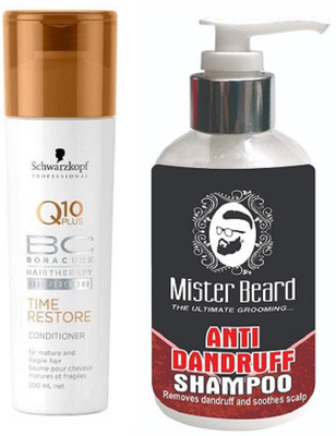 MISTER BEARD ANTI DANDRUFF SHAMPOO WITH SCHWARZKOPF Q10 CONDITIONER(Set of 2)