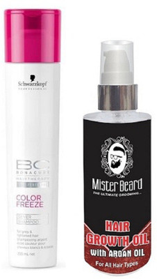 

MISTER BEARD ARGAN GROWTH HAIR OIL WITH SCHWARZKOPF COLOUR FREEZE SHAMPOO(Set of 2)