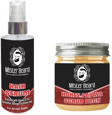 

MISTER BEARD Hair Serum 100ml WITH Charcoal Peel of Mask 100gm(Set of 2)