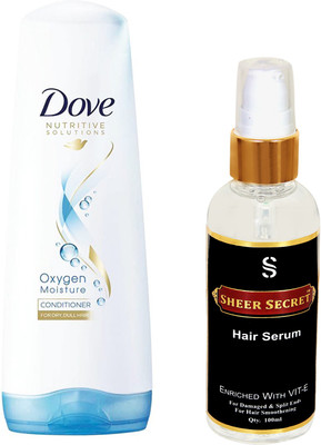 

SHEER SECRET HAIR SERUM 100ML and DOVE OXYGEN MOISTURE CONDITIONER 180ML(Set of 2)
