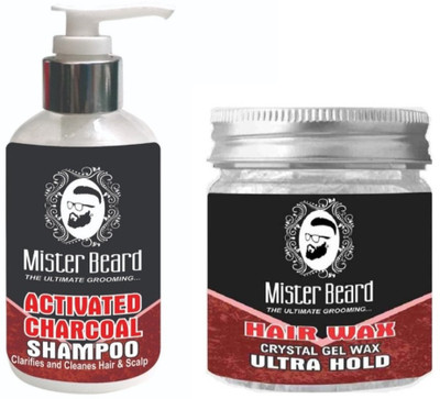 

MISTER BEARD Charcoal Shampoo 200ml WITH Hair Wax Ultra Hold 100g(Set of 2)