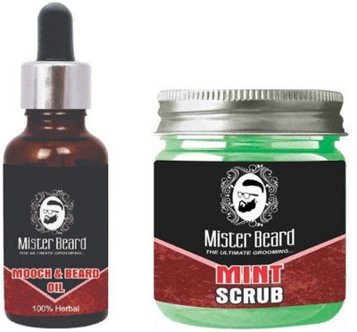 

MISTER BEARD Mooch & Beard Oil 35ml WITH Mint Scrub 100gm(Set of 2)