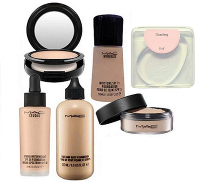 

DAZZLING Silicon Puff & Face & body & studio water weight & Mineralize foundation, Loose Compact & Compact (Set of 6)(Set of 6)