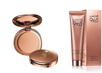 

Lakme 9 to 5 Flawless Matte Complexion Compact (Melon) & Weightless Mousse Foundation Combo Pack of 2(Set of 2)