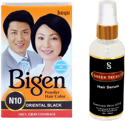 

Bigen HAIR COLOR ORIENTAL BLACK NO.N10 with SHEER SECRET HAIR SERUM(Set of 2)