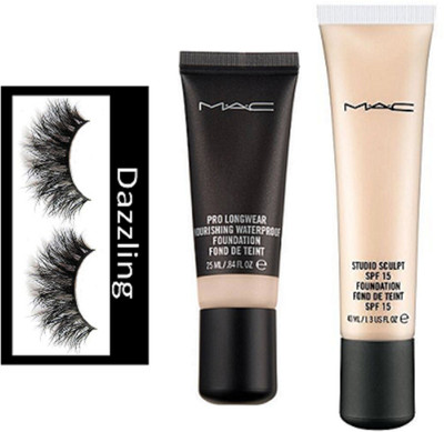 

Dazzling Eyelashes, Mac Pro Longwear Nourishing Waterproof Foundation, Studio Sculpt spf 15 Foundation(Set of 3)