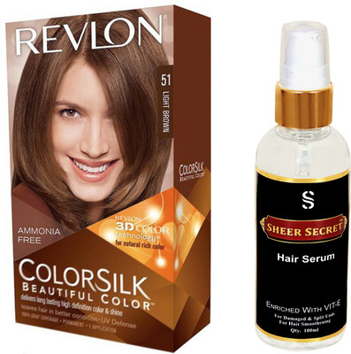 

Revlon LIGHT BROWN HAIR COLOUR NO. 51 with SHEER SECRET HAIR SERUM(Set of 2)