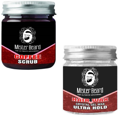 

MISTER BEARD Coffee Scrub 100gm WITH Hair Wax Ultra Hold 100g(Set of 2)