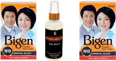 

SHEER SECRET HAIR SERUM 100ML and BIGEN HAIR COLOR 2 ORIENTAL BLACK NO.N10(Set of 2)