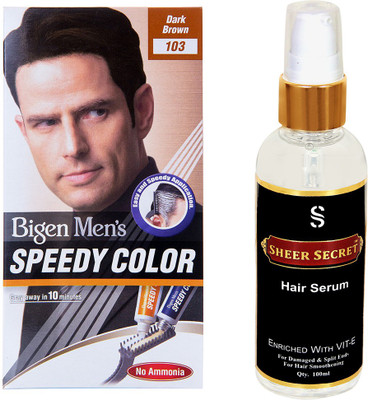 

SHEER SECRET HAIR SERUM 100ML and BIGEN SPEEDY HAIR COLOR DARK BROWN NO.103(Set of 2)