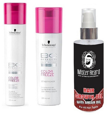 

MISTER BEARD ARGAN GROWTH OIL WITH SCHWARZKOPF COLOUR FREEZE CONDITIONER, SHAMPOO(Set of 3)