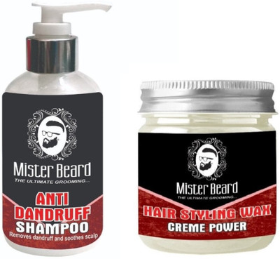

MISTER BEARD Anti Dandruff Shampoo 200ml WITH Hair Styling Wax 100gm(Set of 2)