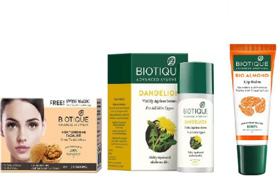 

BIOTIQUE BIO Skin Tightening Facial Kit, Bio Dandelion Ageless Lightening Serum, LIP CARE(Set of 3)