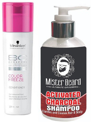 

MISTER BEARD MISTER BEARDG CHARCOAL SHAMPOO WITH SCHWARZKOPF COLOUR FREEZE CONDITIONER(Set of 2)