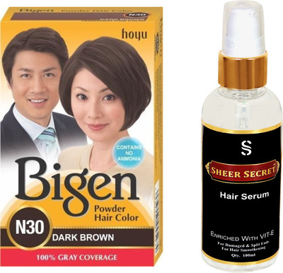 

Bigen HAIR COLOR DARK BROWN NO.N30 with SHEER SECRET HAIR SERUM(Set of 2)