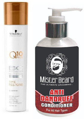 

MISTER BEARD ANTI DANDRUFF CONDITIONER WITH Schwarzkopf Q10 SHAMPOO(Set of 2)